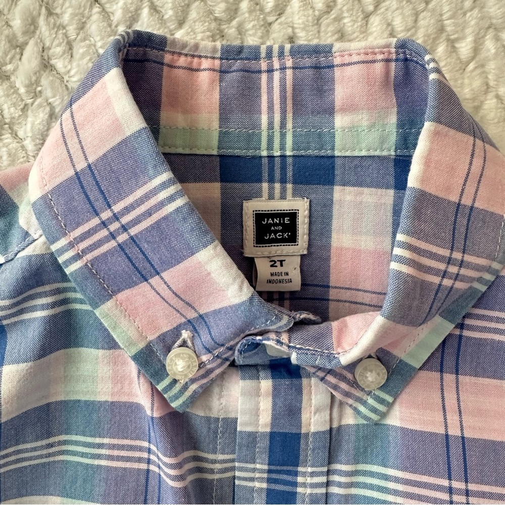 Janie and Jack Plaid Button Down Dress Shirt 2T - Picture 8 of 9